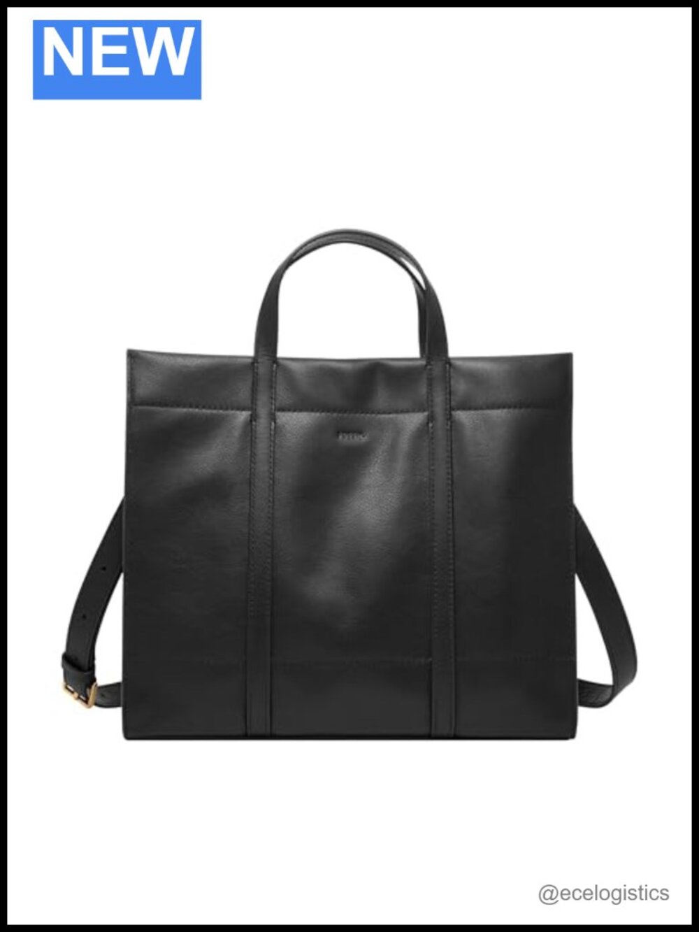 Genuine Leather Tote Bag with Crossbody Strap, 3 Compartments
